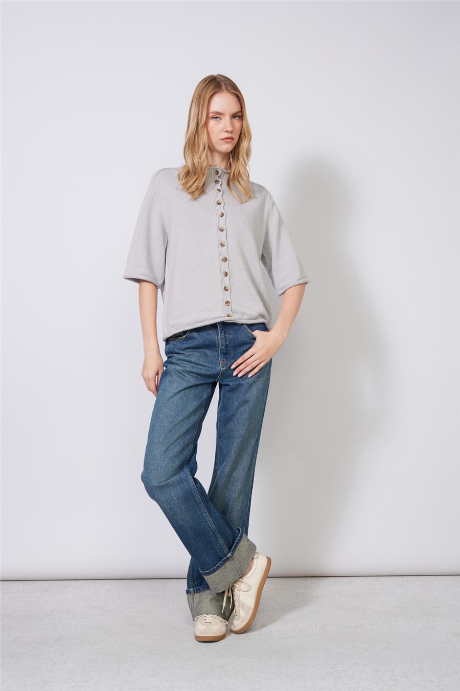Nisan DİK YAKA REGLAN KOL DÜĞMELİ TRİKO HIRKA GRİ TT4869-Z