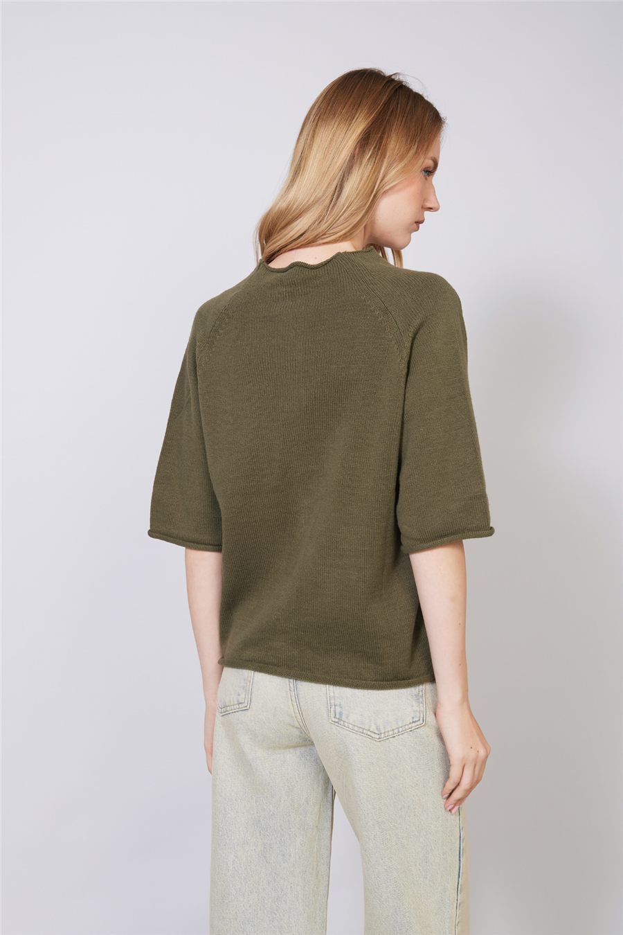 Nisan DİK YAKA REGLAN KOL DÜĞMELİ TRİKO HIRKA HAKİ TT4869-Z