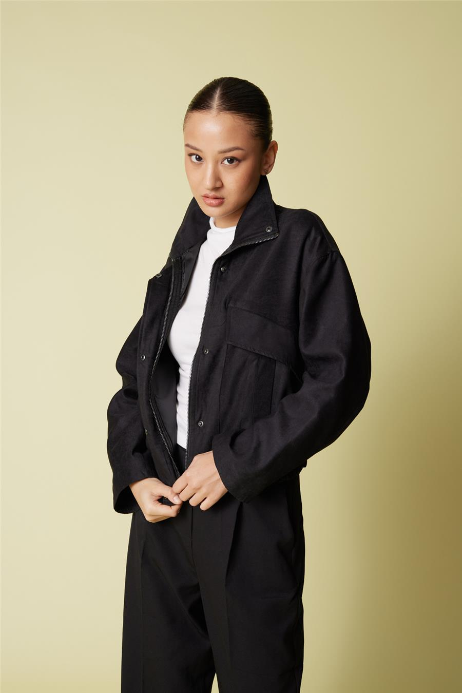 Nisan DİK YAKA SÜET BOMBER CEKET SİYAH N26-2225