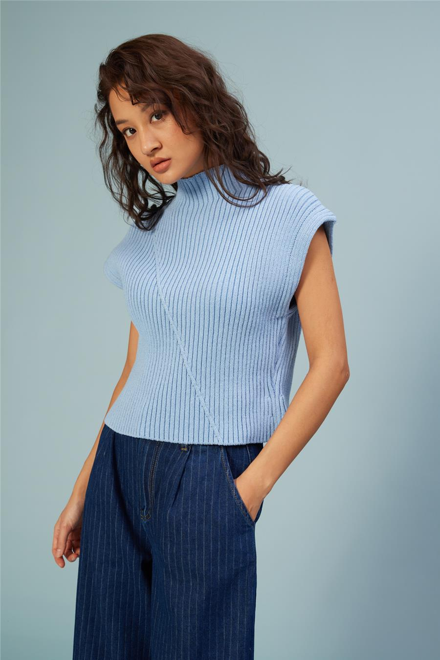 Nisan DİK YAKA SÜVETER BEBE MAVİ TT4739-Z