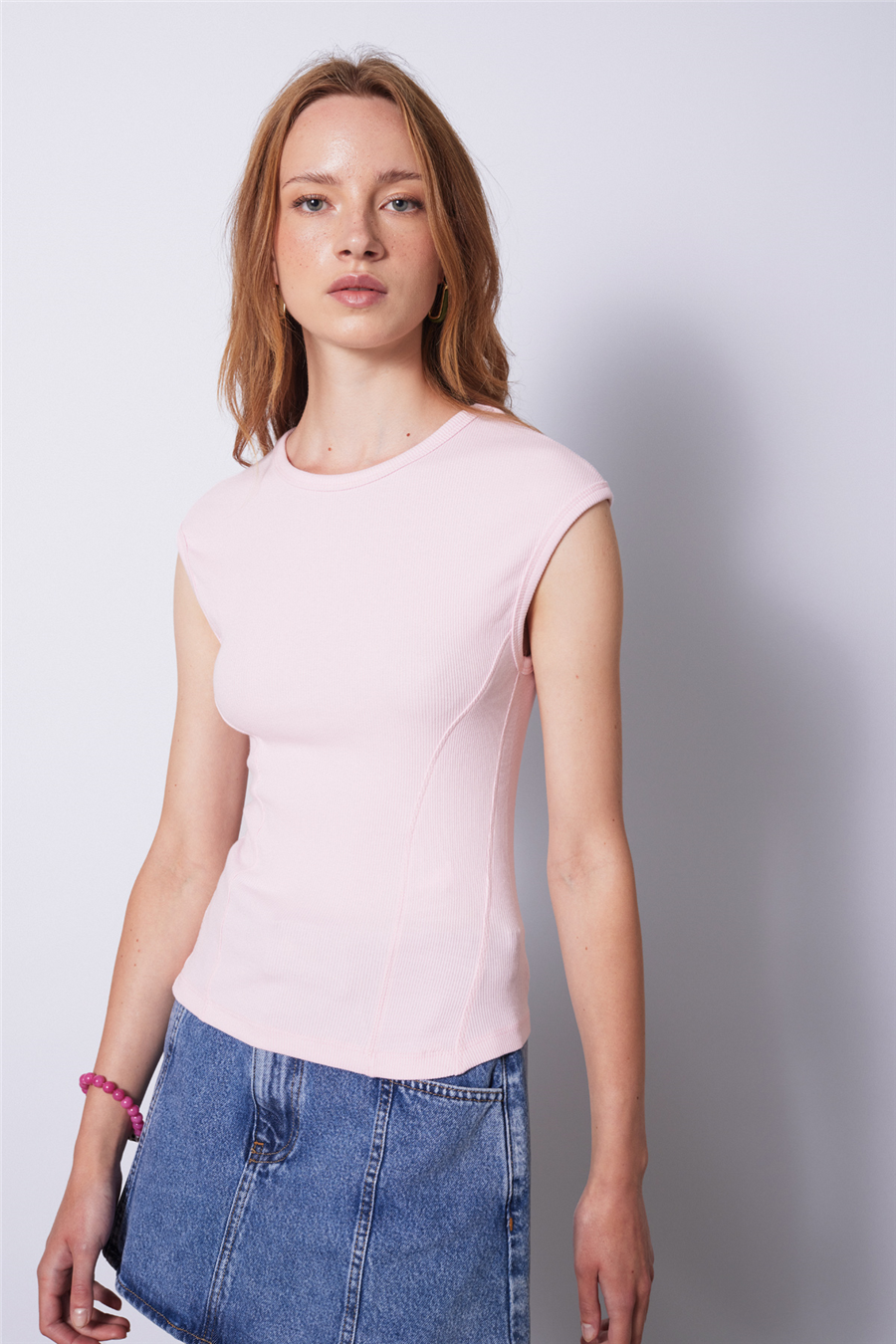 Nisan DİKİŞ DETAYLI PAMUKLU TOP PEMBE N26-2428