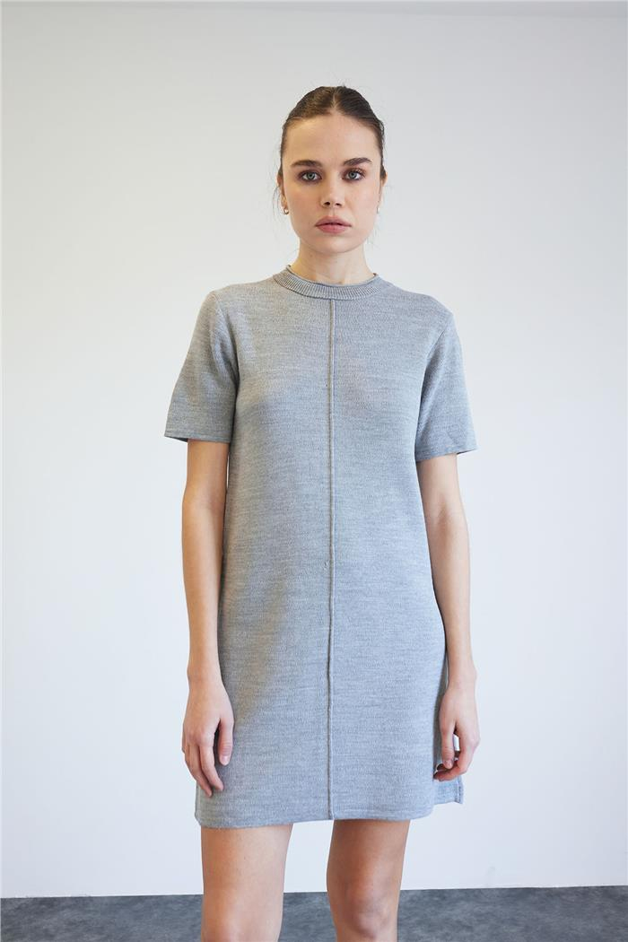 Nisan Stitch Detail Knit Dress Gray TT4253-Z