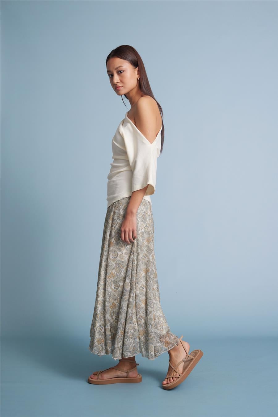 Nisan DRAPE DETAYLI ASİMETRİK TOP NATUREL N26-2270