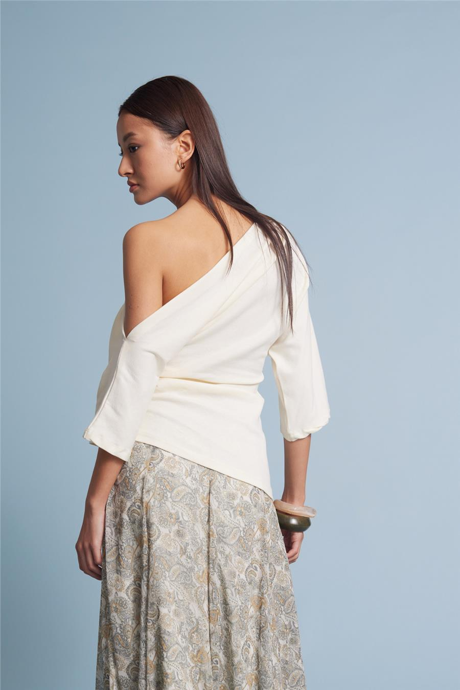 Nisan DRAPE DETAYLI ASİMETRİK TOP NATUREL N26-2270