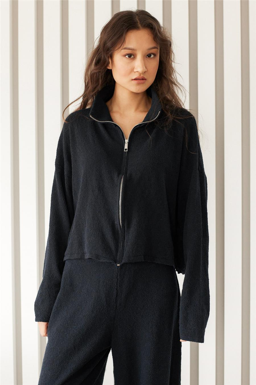 Nisan FERMUARLI TRİKO HIRKA LACİVERT TT4726-Z