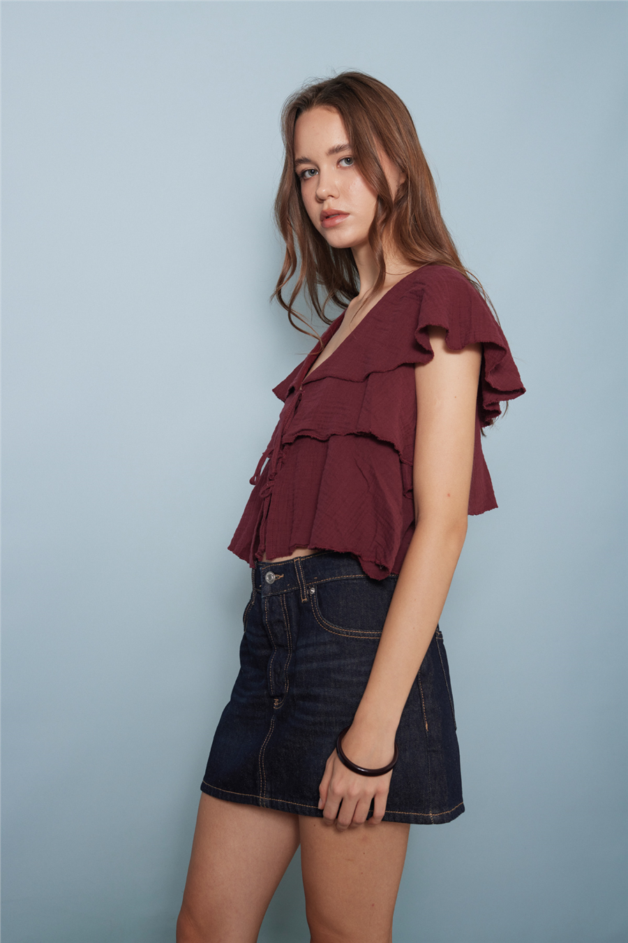 Nisan FIRFIRLI PELERİN TOP BORDO N26-2305