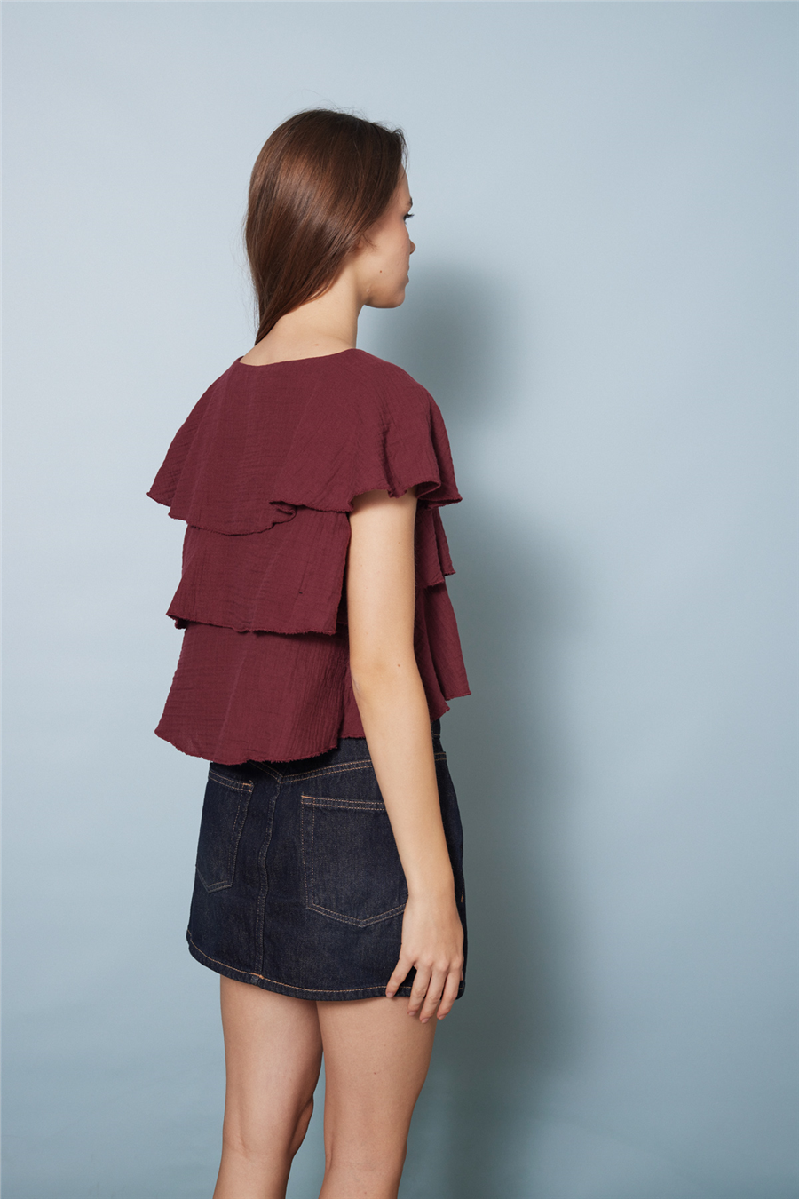 Nisan FIRFIRLI PELERİN TOP BORDO N26-2305