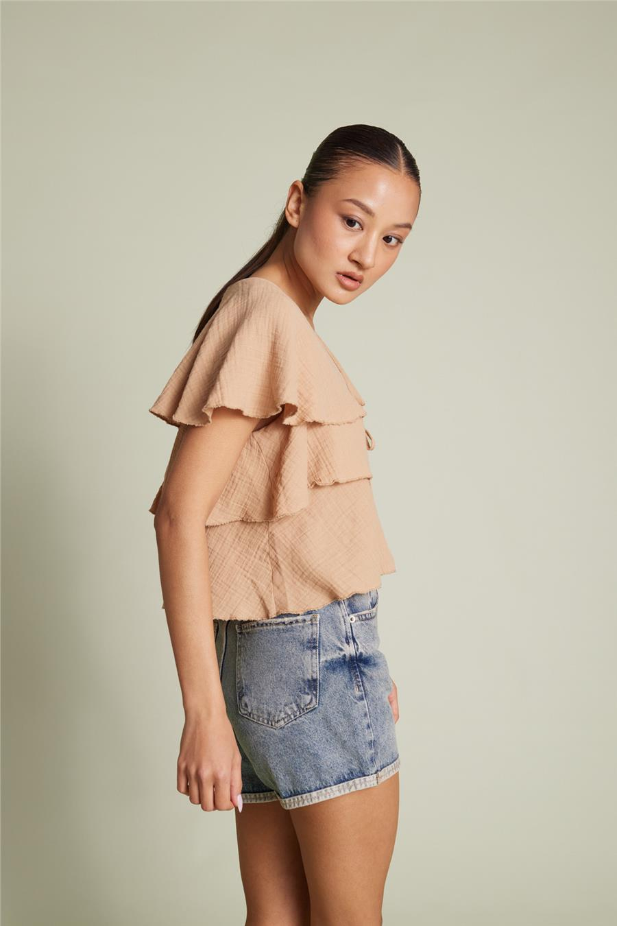 Nisan FIRFIRLI PELERİN TOP CAMEL N26-2305