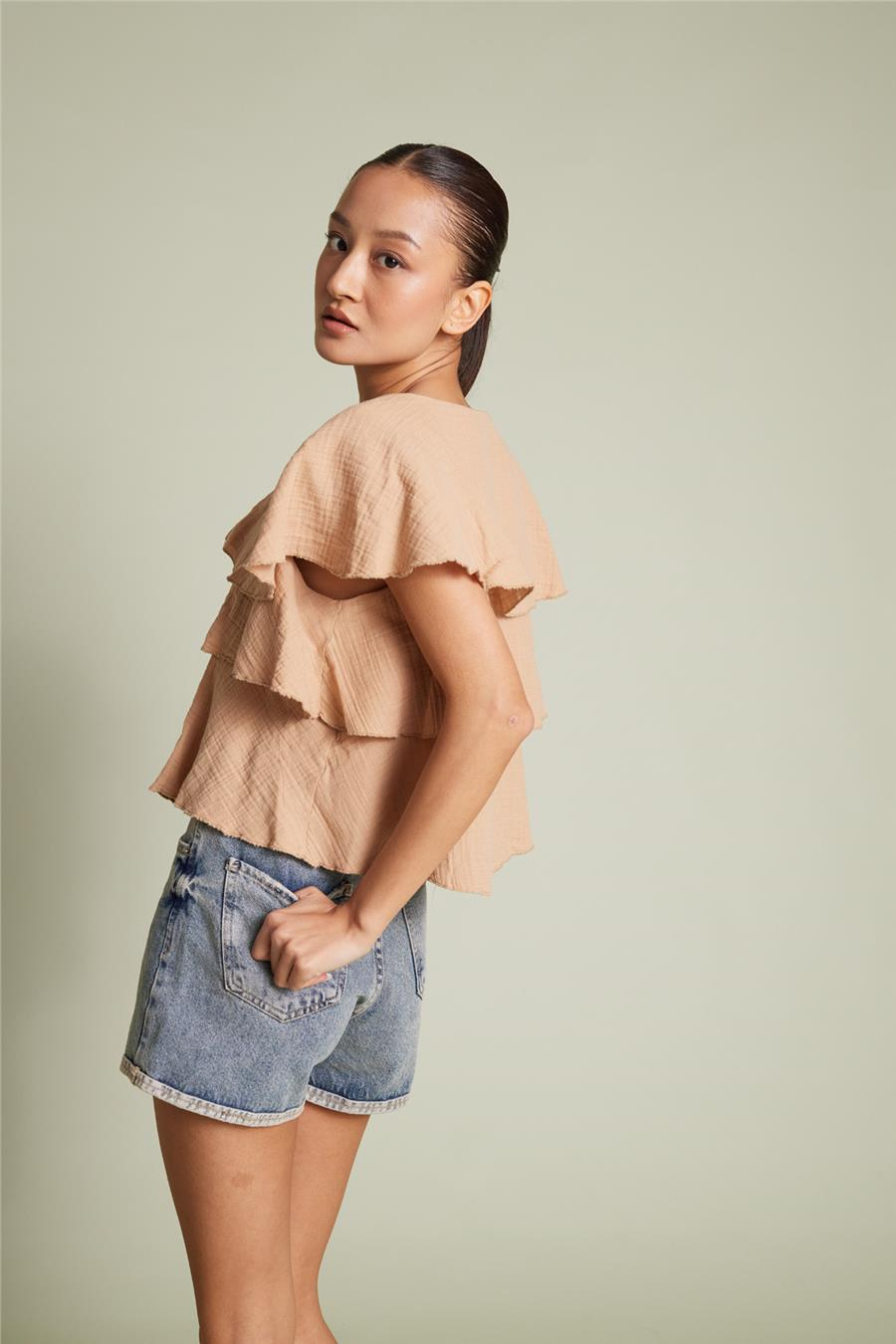 Nisan FIRFIRLI PELERİN TOP CAMEL N26-2305
