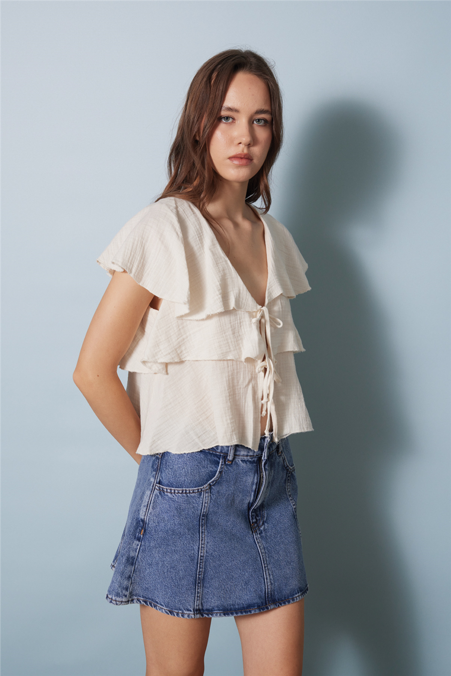 Nisan FIRFIRLI PELERİN TOP NATUREL N26-2305
