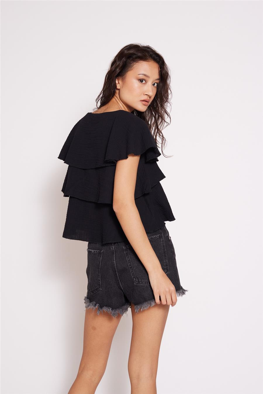 Nisan FIRFIRLI PELERİN TOP SİYAH N26-2305