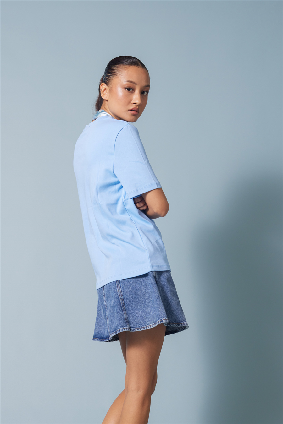 Nisan FULARLI BİSİKLET YAKA T-SHIRT BEBE MAVİ N26-2316