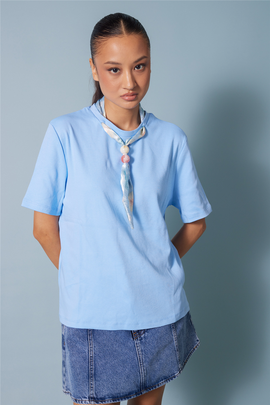 Nisan FULARLI BİSİKLET YAKA T-SHIRT BEBE MAVİ N26-2316