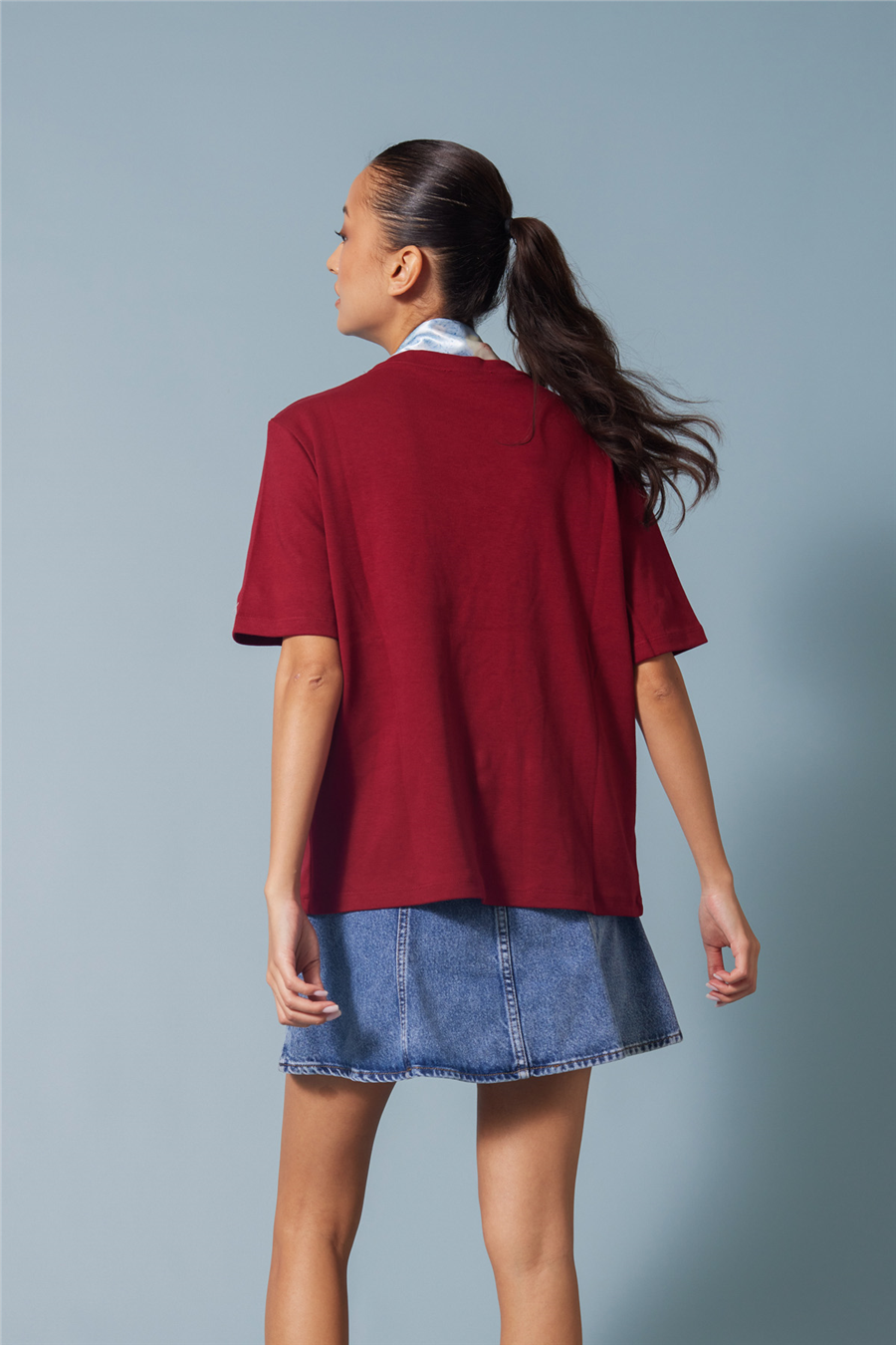 Nisan FULARLI BİSİKLET YAKA T-SHIRT BORDO N26-2316