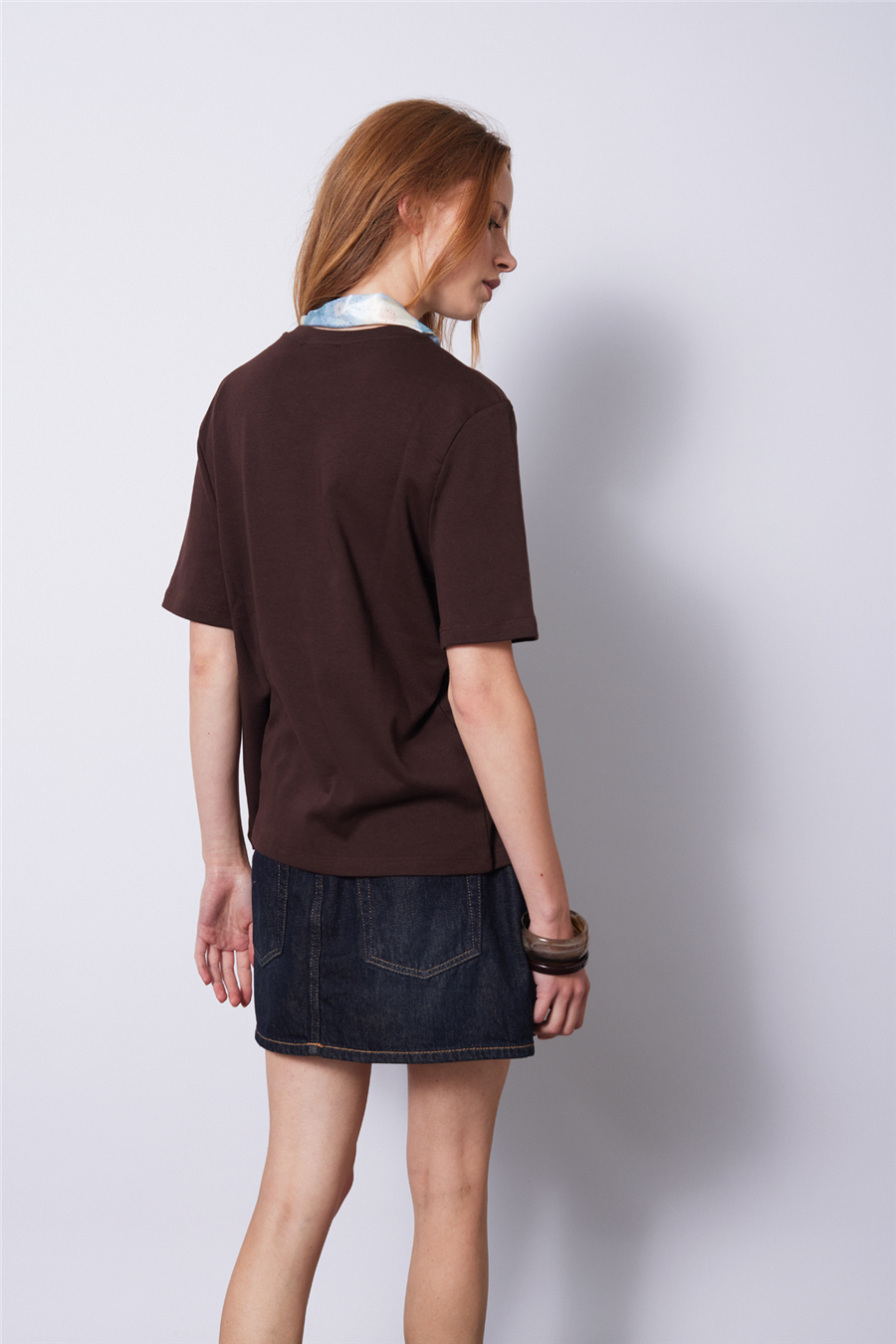 Nisan FULARLI BİSİKLET YAKA T-SHIRT KAHVE N26-2316