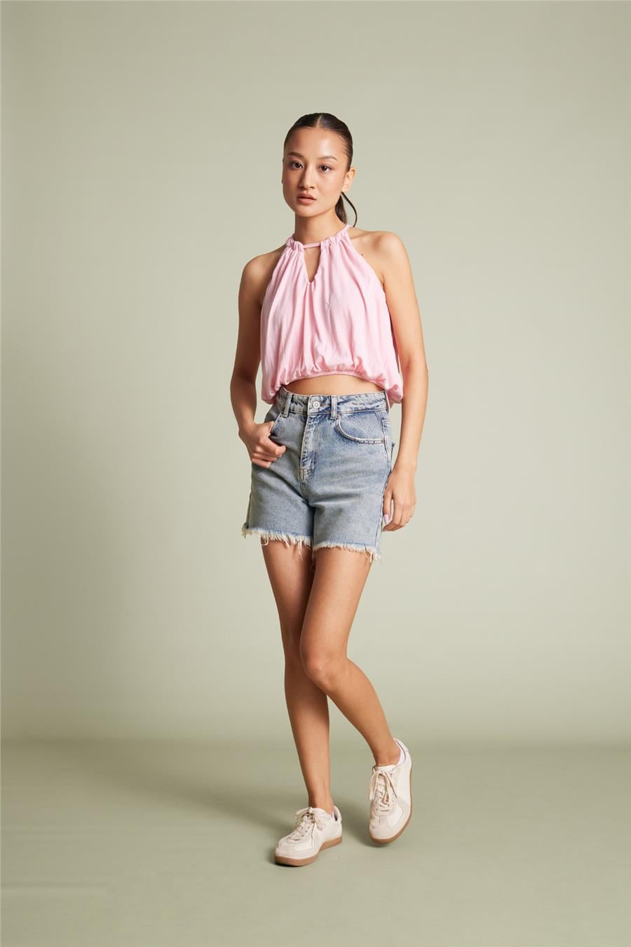 Nisan HALTER YAKA BALON TOP PEMBE N26-2352