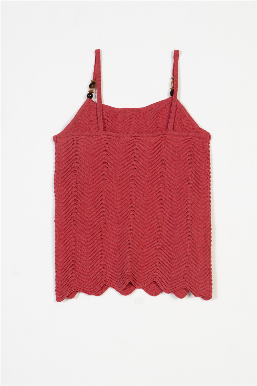 Nisan HALTER YAKA BONCUK DETAYLI ASKILI TRİKO TOP KIRMIZI TT4836-Z