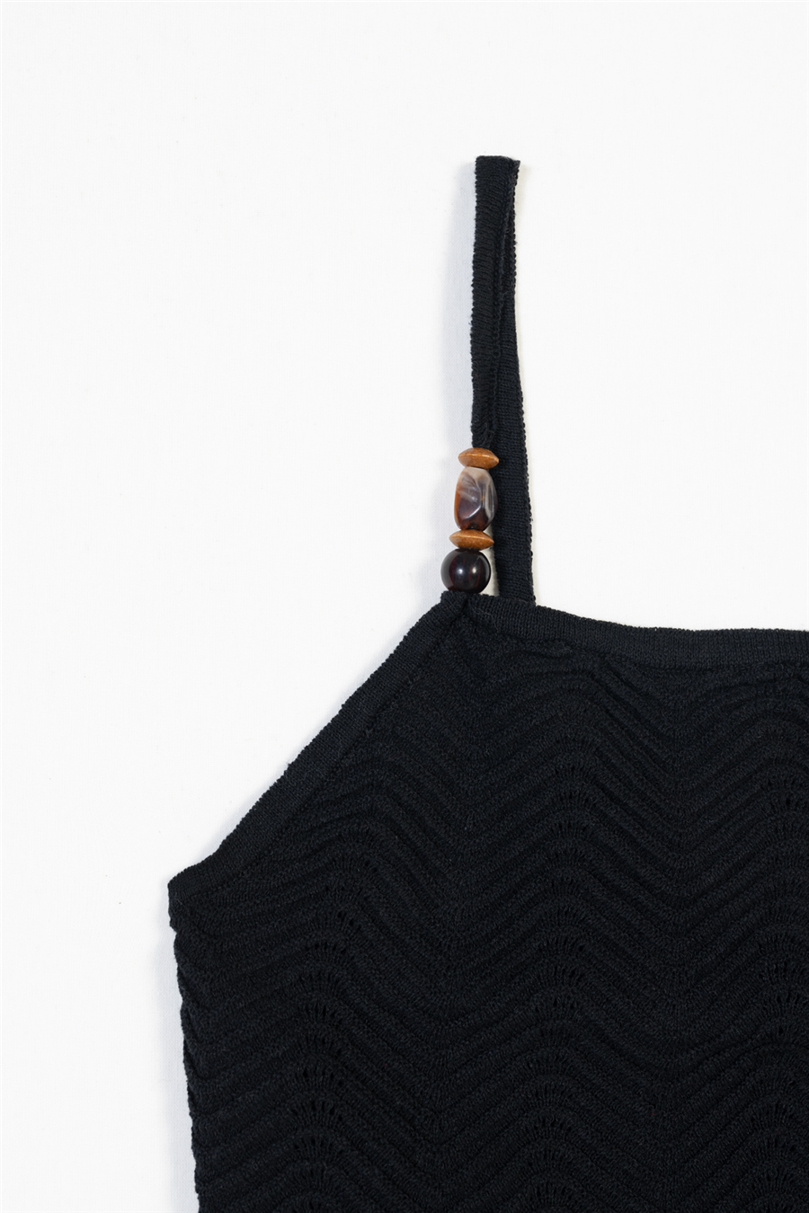 Nisan HALTER YAKA BONCUK DETAYLI ASKILI TRİKO TOP SİYAH TT4836-Z