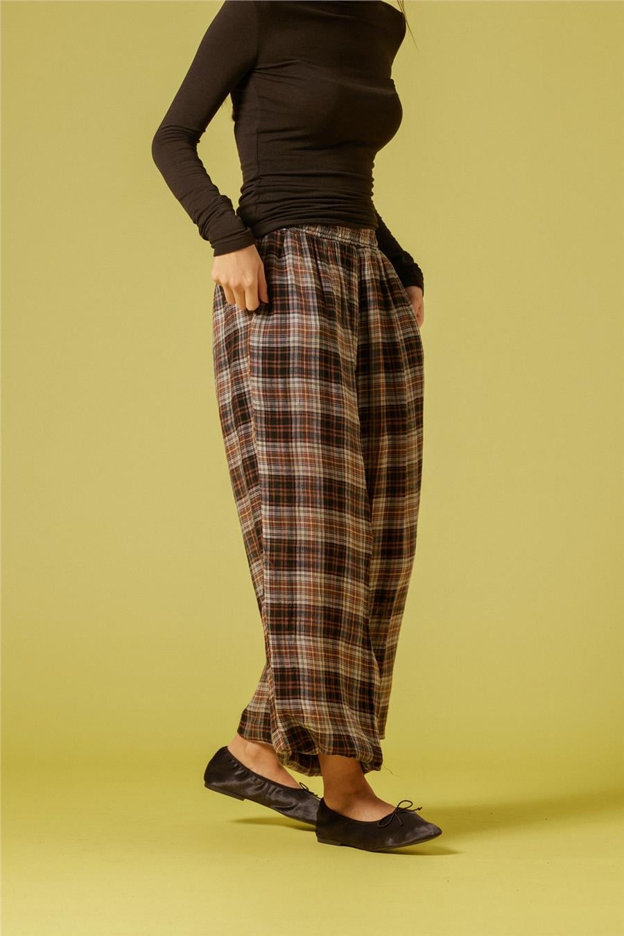 Nisan KARELİ BALON PANTOLON KAHVE N26-2285