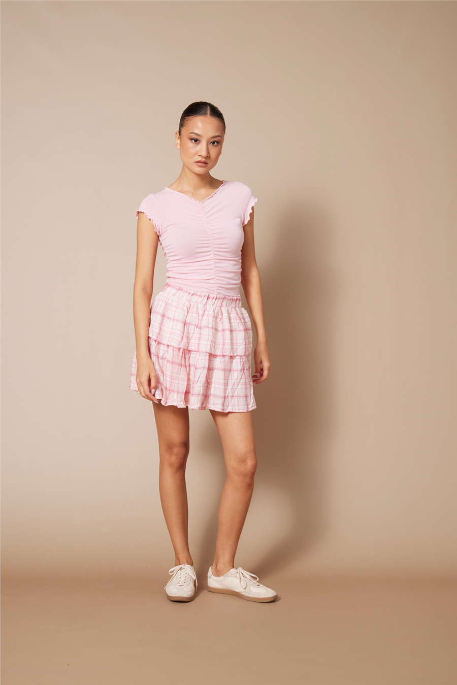 Nisan KARELİ KATLI ETEK PEMBE N26-2371