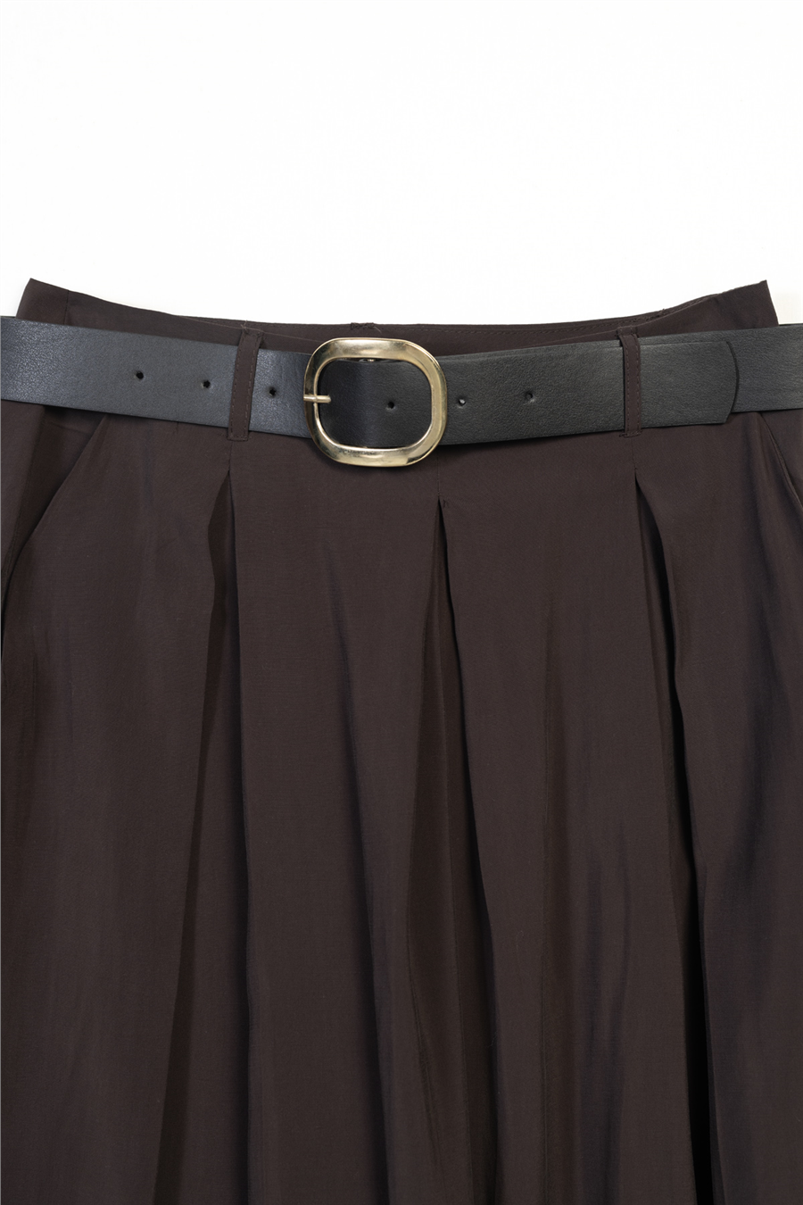Nisan KEMERLİ VE PİLELİ CULOTTE PANTOLON KAHVE N26-2445