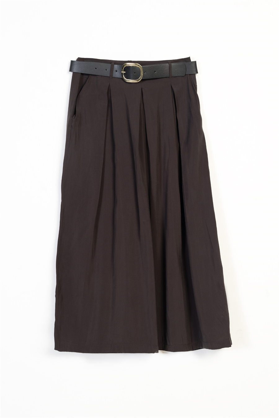 Nisan KEMERLİ VE PİLELİ CULOTTE PANTOLON KAHVE N26-2445