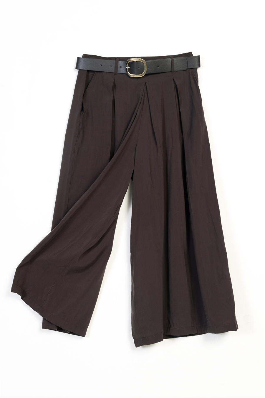 Nisan KEMERLİ VE PİLELİ CULOTTE PANTOLON KAHVE N26-2445