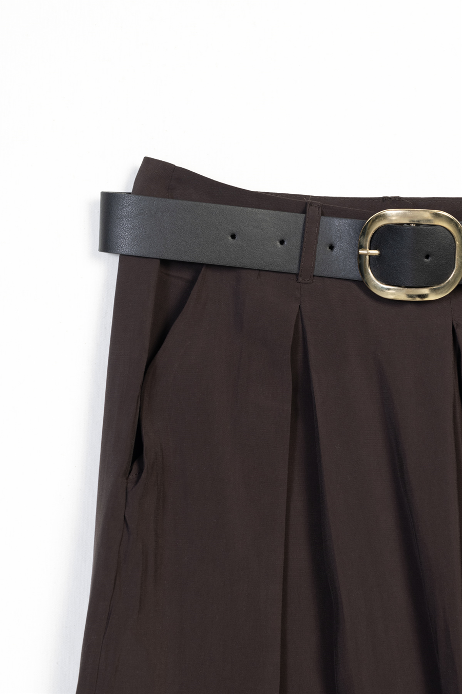 Nisan KEMERLİ VE PİLELİ CULOTTE PANTOLON KAHVE N26-2445