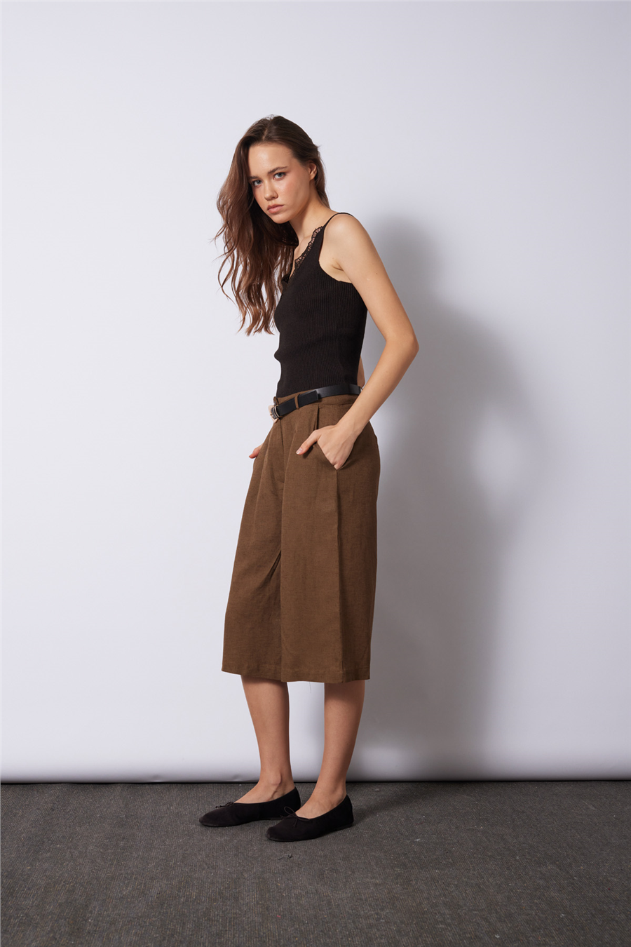Nisan KETEN KARIŞIMLI BERMUDA OLIVE N26-2409