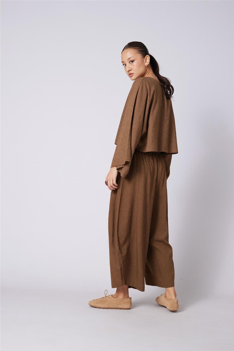 Nisan KETEN KARIŞIMLI HACİMLİ PANTOLON OLIVE N26-2336