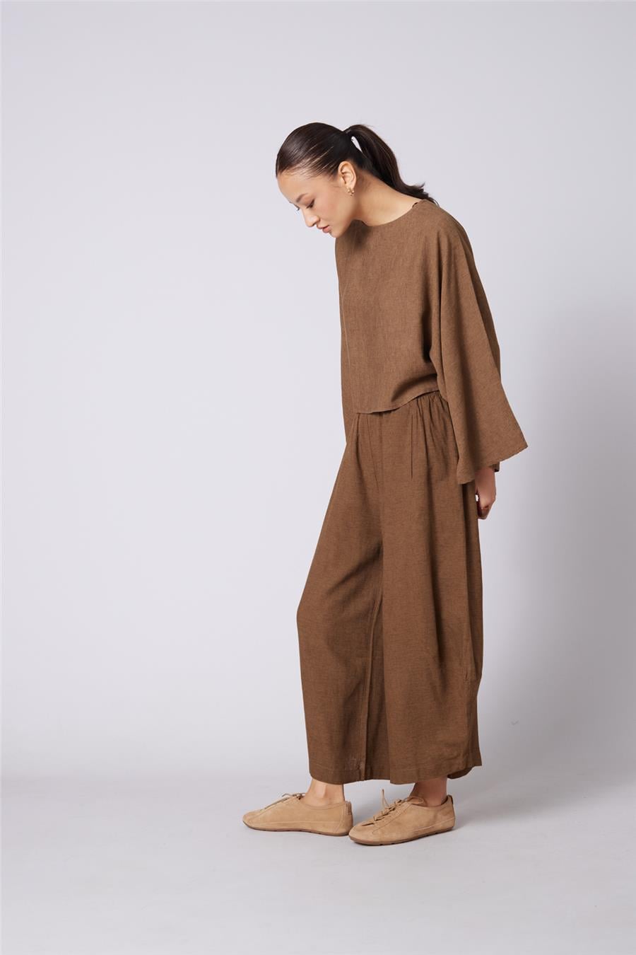 Nisan KETEN KARIŞIMLI HACİMLİ PANTOLON OLIVE N26-2336