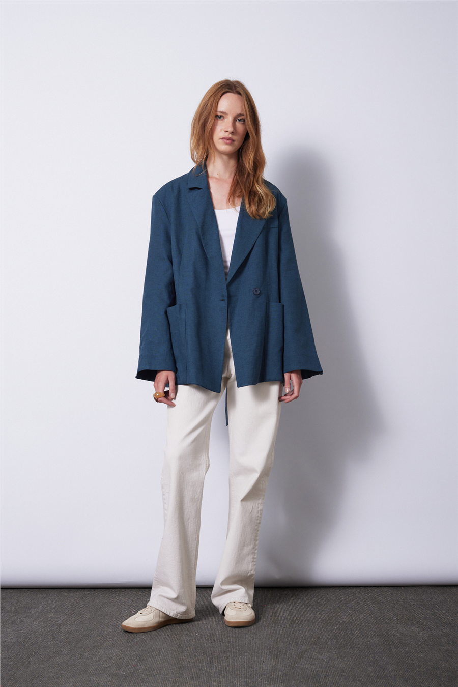 Nisan KETEN KARIŞIMLI KUŞAKLI BLAZER CEKET İNDİGO N26-2295