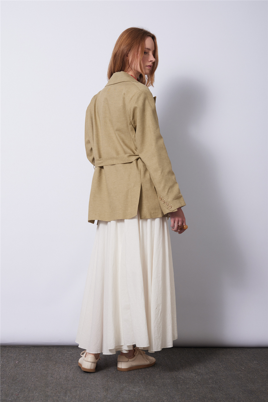 Nisan KETEN KARIŞIMLI KUŞAKLI BLAZER CEKET ADAÇAYI N26-2295
