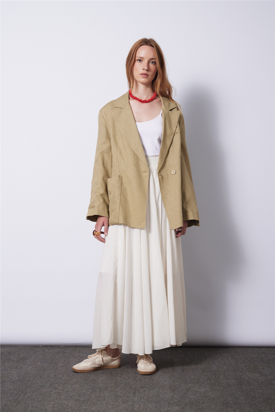 Nisan KETEN KARIŞIMLI KUŞAKLI BLAZER CEKET ADAÇAYI N26-2295