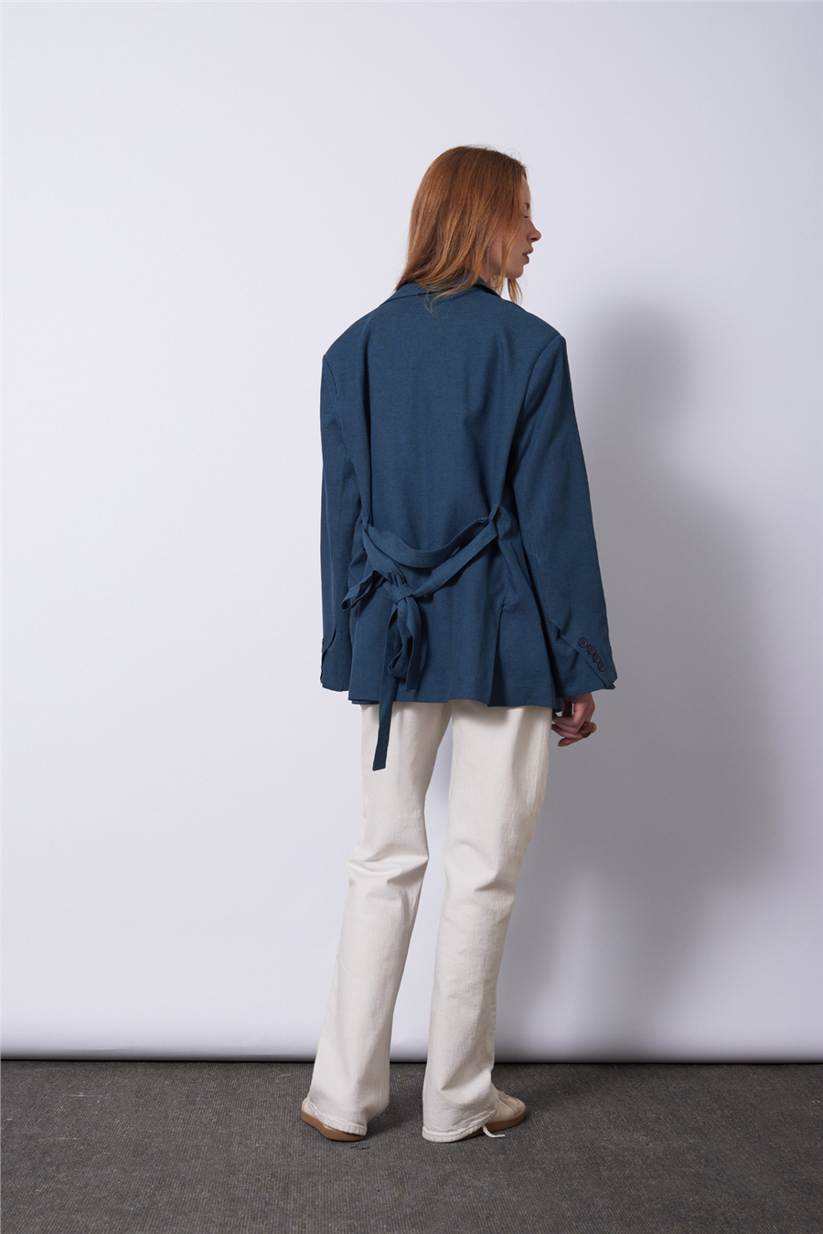 Nisan KETEN KARIŞIMLI KUŞAKLI BLAZER CEKET İNDİGO N26-2295