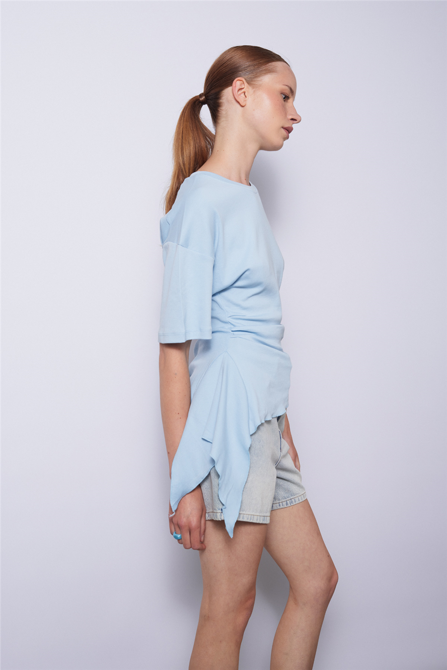 Nisan KISA KOLLU ASİMETRİK T-SHIRT BEBE MAVİ N26-2321