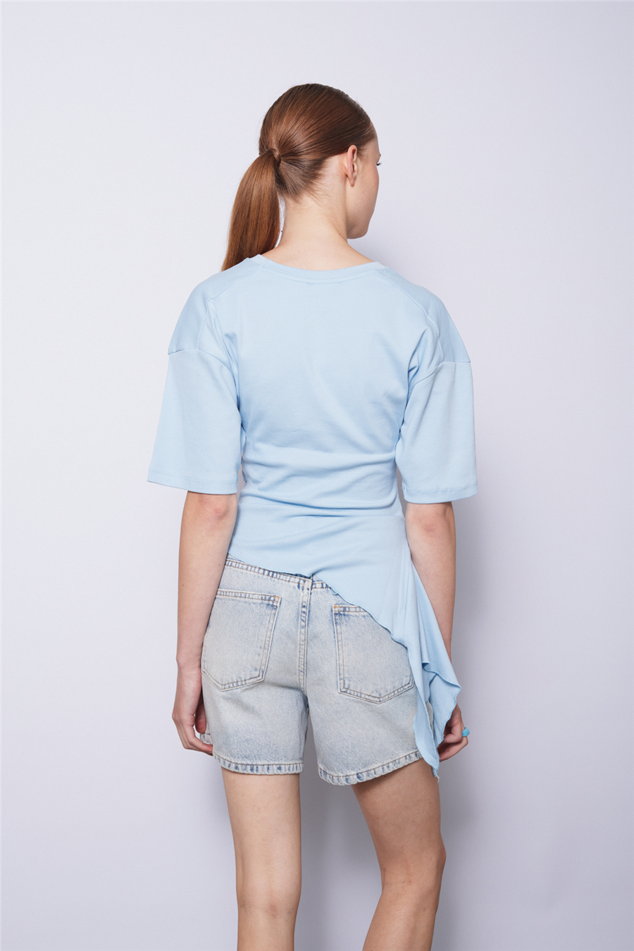 Nisan KISA KOLLU ASİMETRİK T-SHIRT BEBE MAVİ N26-2321