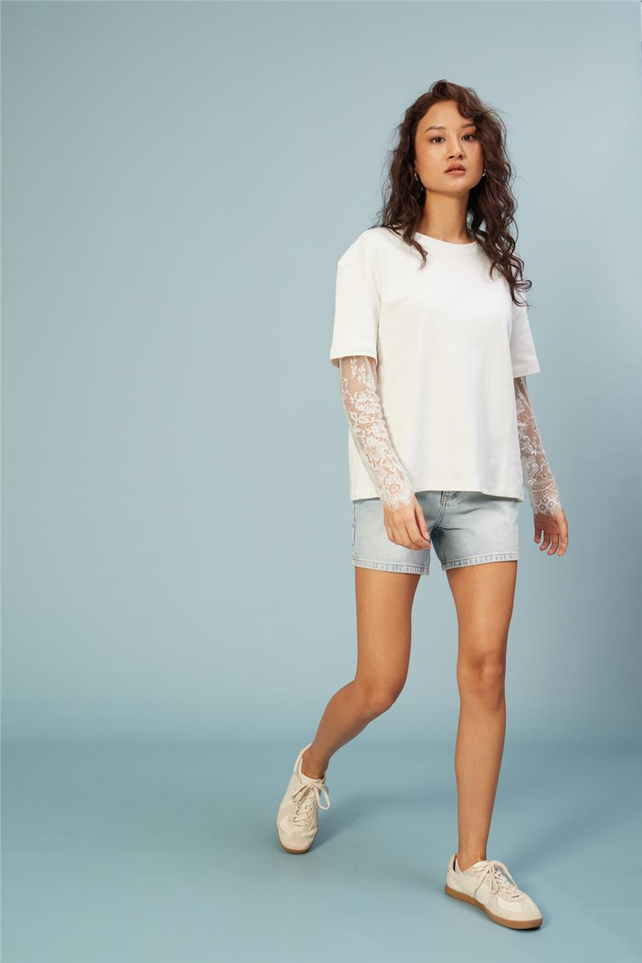 Nisan KOLLARI DANTEL DETAYLI T-SHIRT EKRU N26-2320
