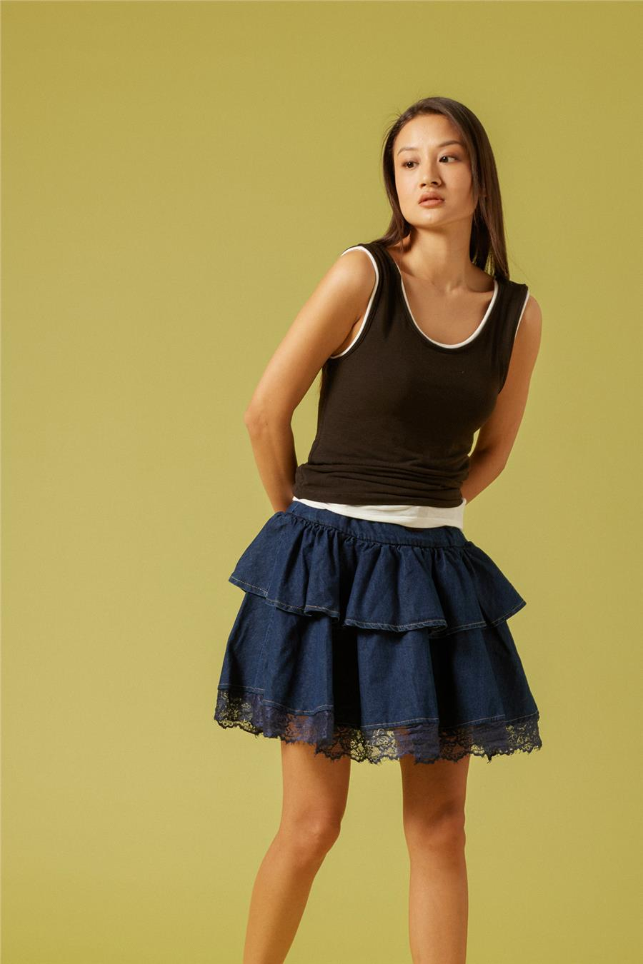Nisan KONTRAST BİYE DETAYLI T-SHIRT KAHVE N26-2266