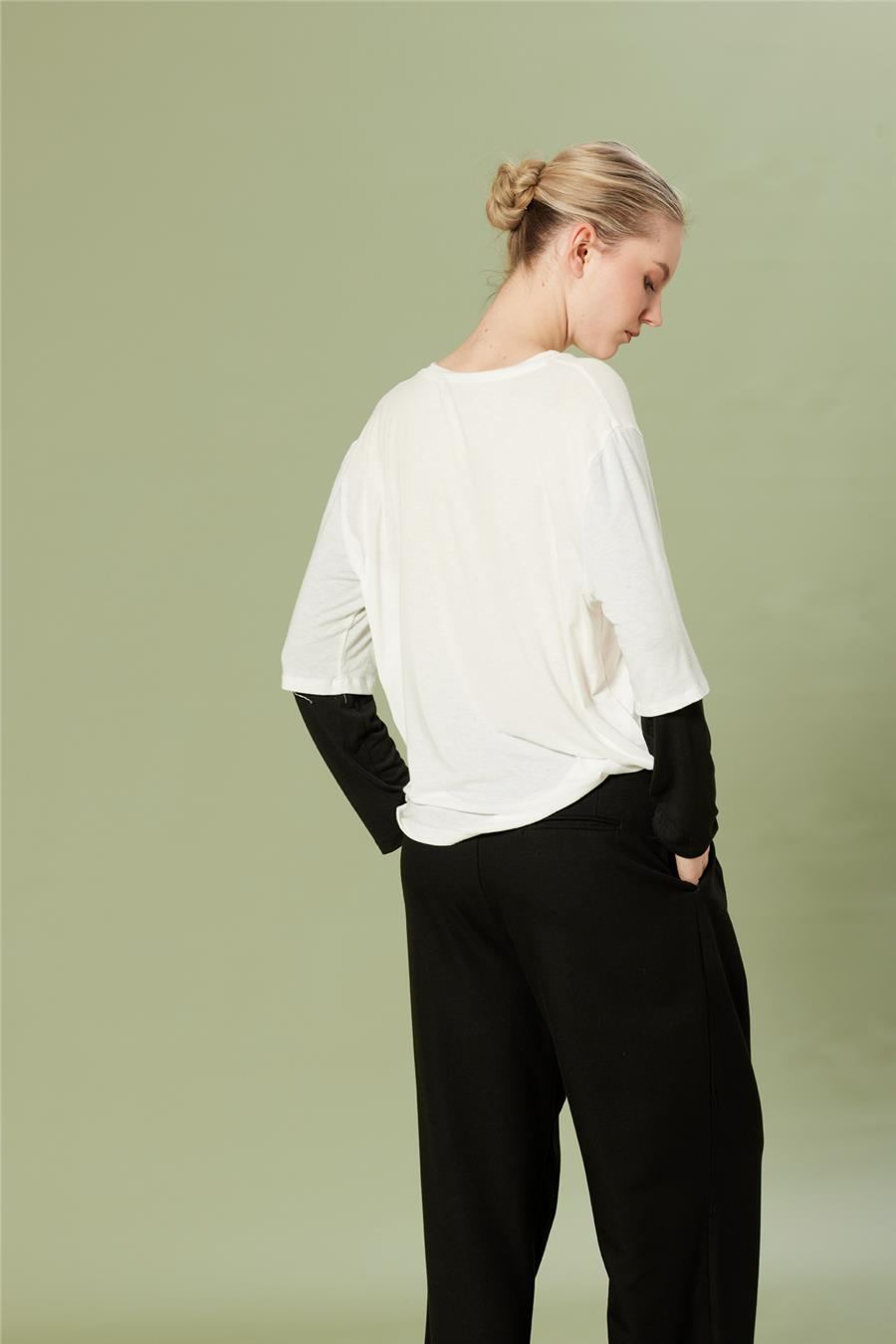 Nisan KONTRAST DETAYLI BİSİKLET YAKA T-SHIRT EKRU N26-2268
