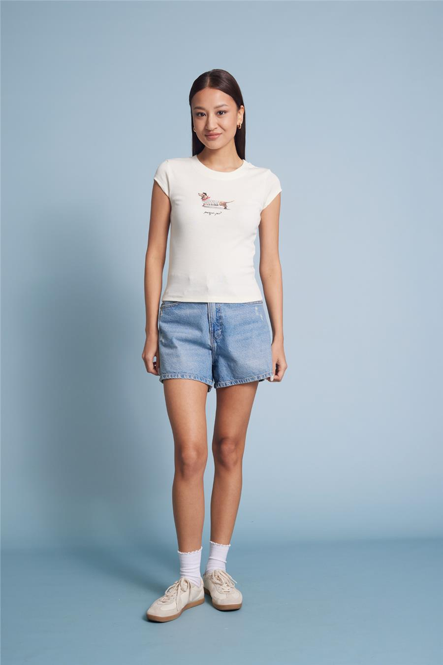 Nisan KÖPEK BASKILI PAMUKLU T-SHIRT NATUREL N26-2385