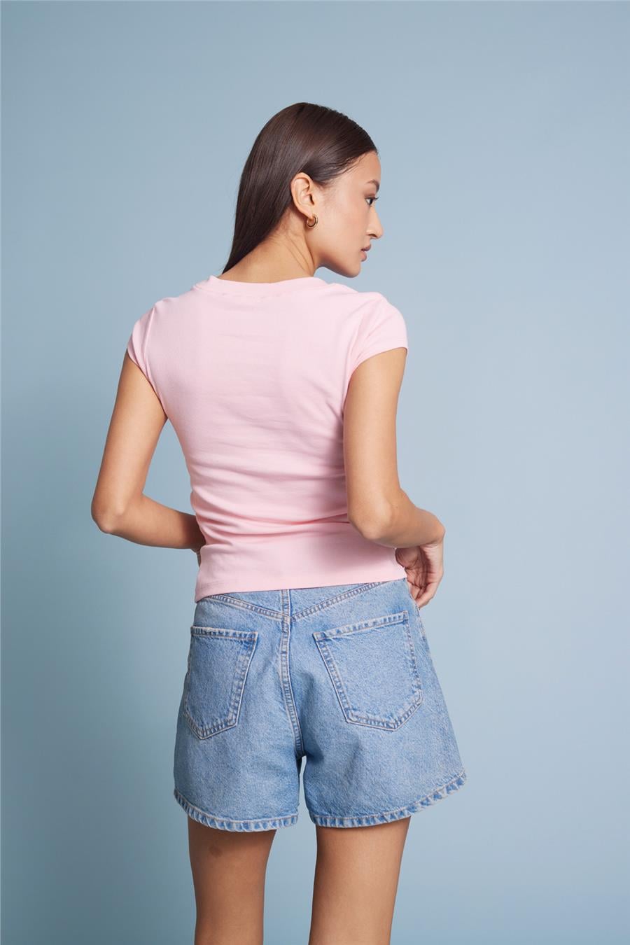 Nisan KÖPEK BASKILI PAMUKLU T-SHIRT PEMBE N26-2385