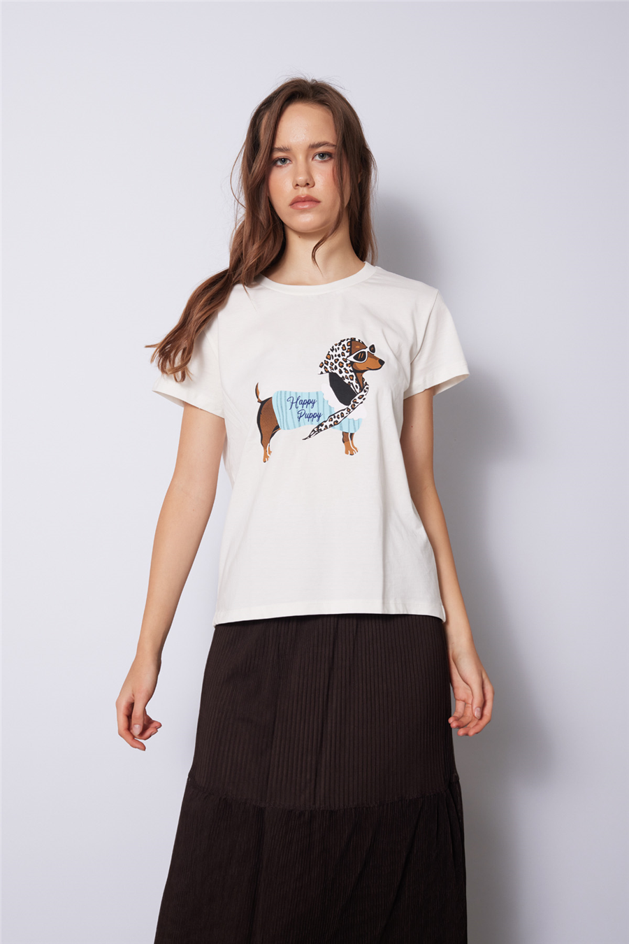 Nisan KÖPEK BASKILI T-SHIRT EKRU N26-2377