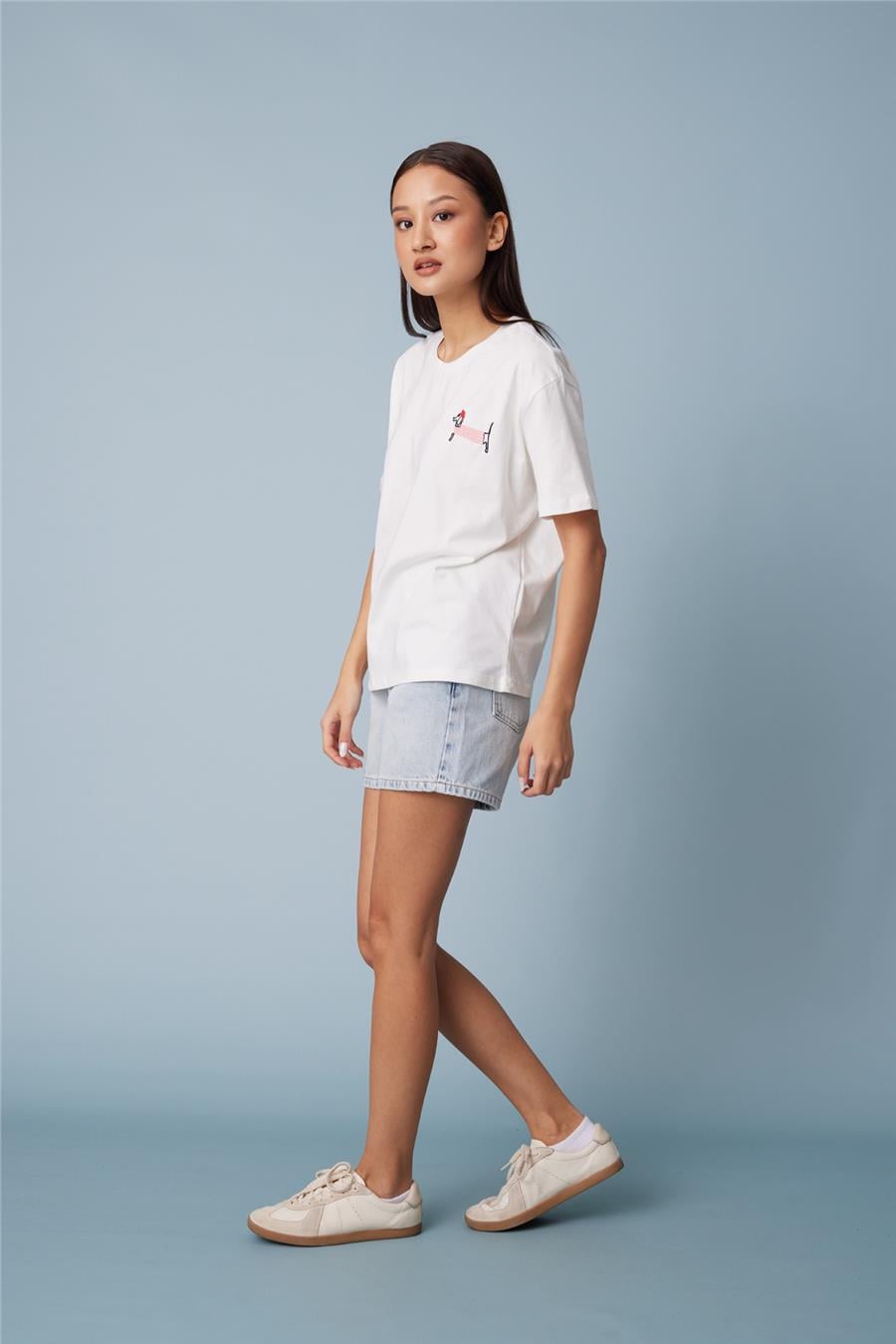 Nisan KÖPEK NAKIŞLI BİSİKLET YAKA T-SHIRT EKRU N26-2378