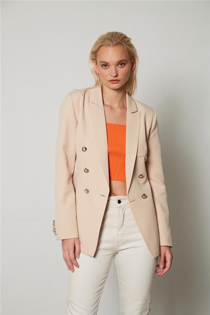 Nisan Kruvaze Blazer Ceket BEJ N23-1592