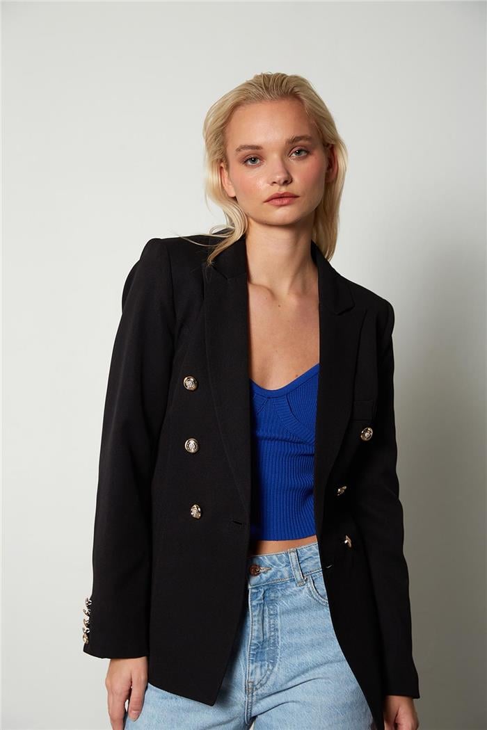 Nisan Kruvaze Blazer Ceket SİYAH N23-1592