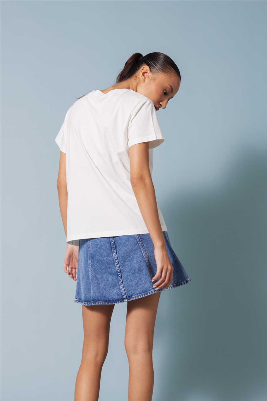 Nisan NAKIŞLI KISA KOLLU T-SHIRT EKRU N26-2421