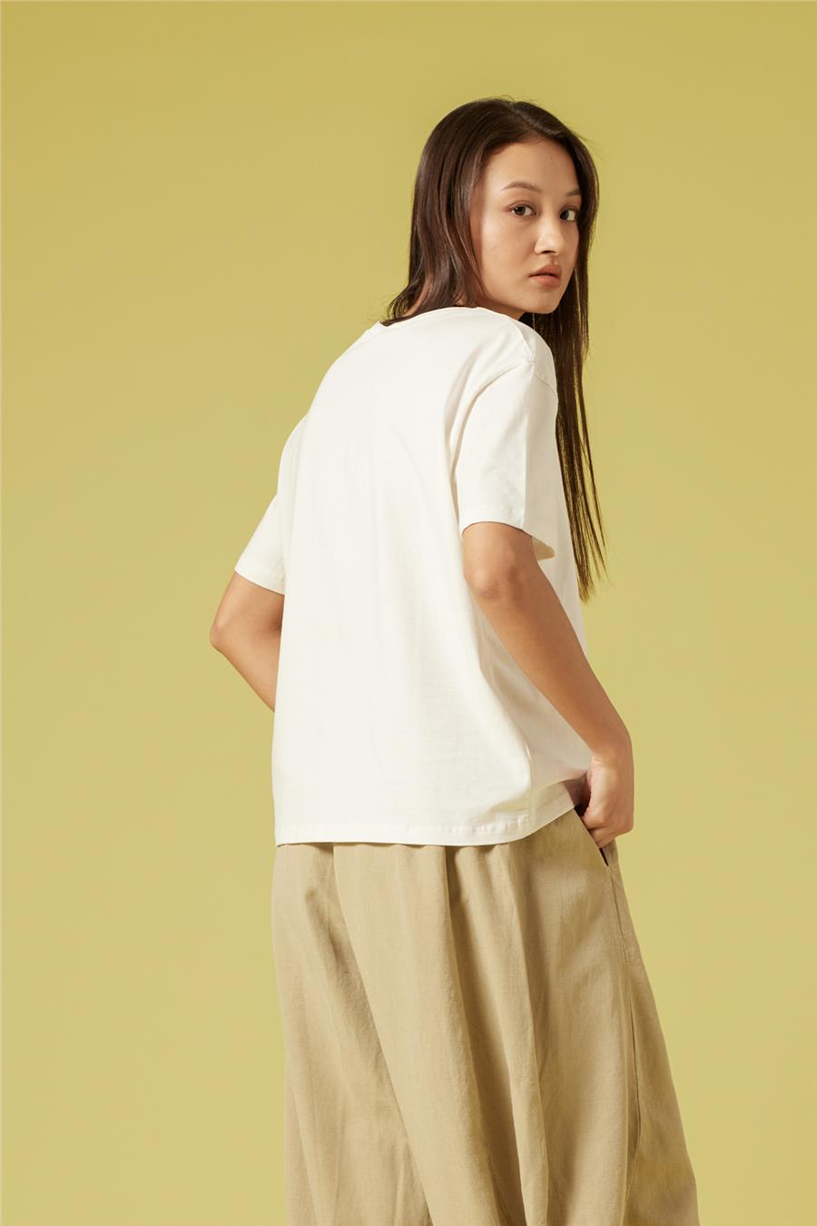 Nisan ORGANZE NAKIŞ DETAYLI T-SHIRT EKRU N26-2254