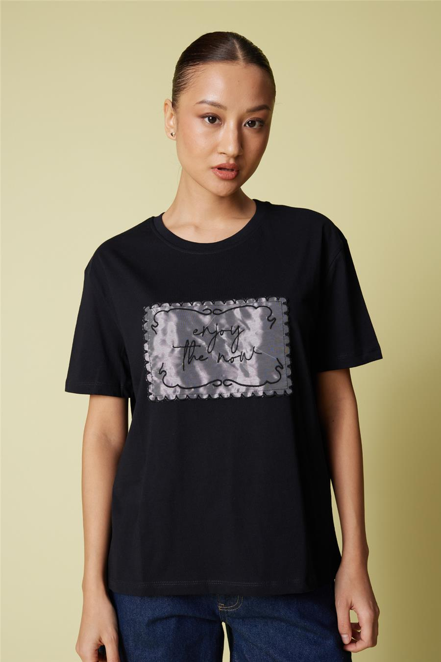 Nisan ORGANZE NAKIŞ DETAYLI T-SHIRT LACİVERT N26-2254