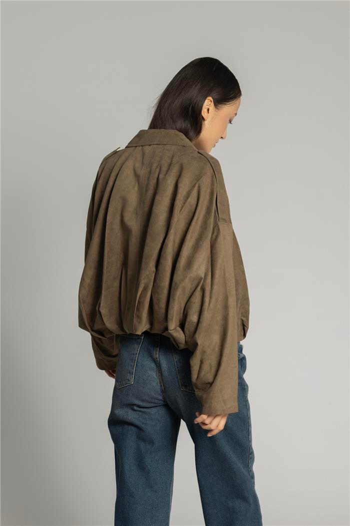 Nisan OVERSIZE SÜET BOMBER CEKET OLIVE N26-2214
